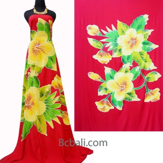 red rayon sarongs handpainting flower made in bali